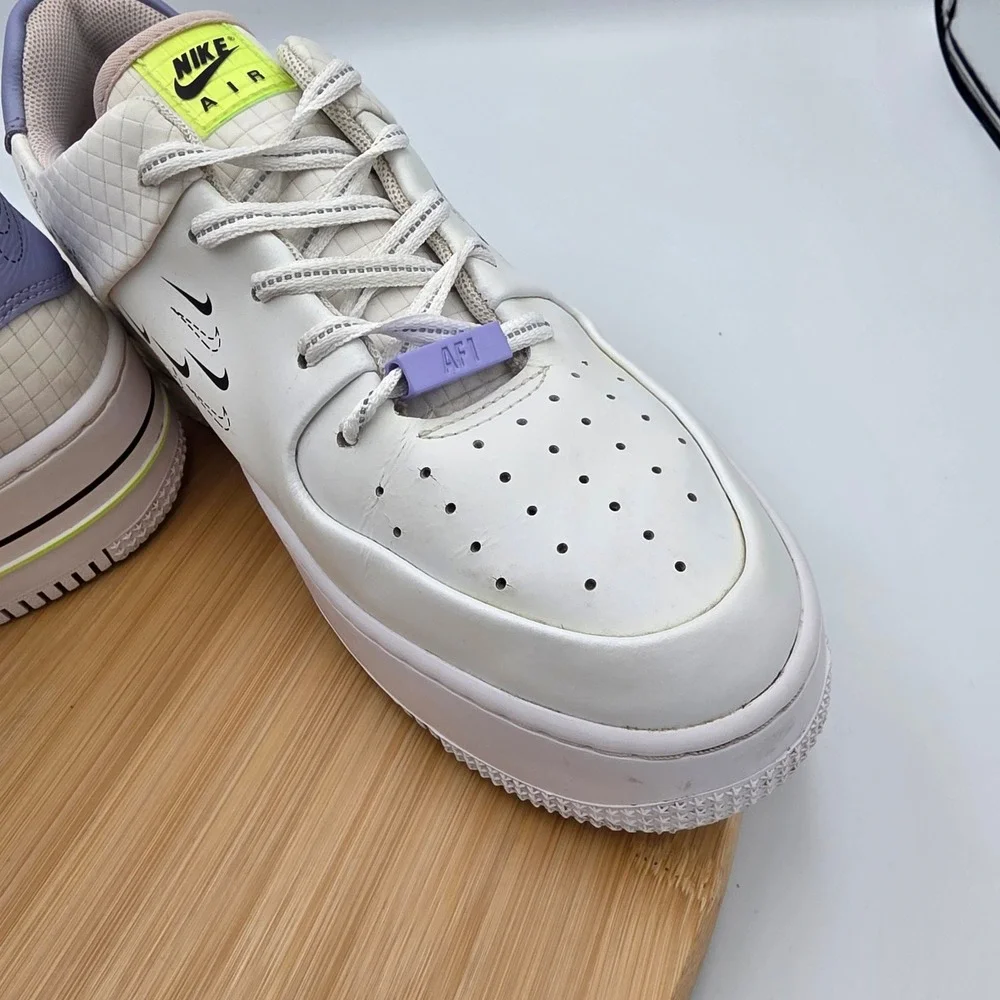 Nike Air Force 1 Sage Low LX White Multi-Swoosh Platform Sneakers CU5315-100 - Picture 7 of 13